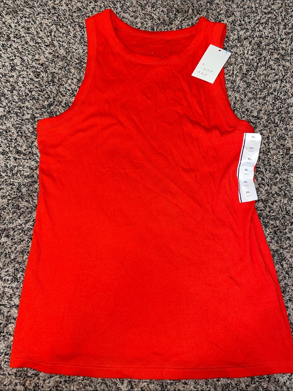 Red Ribbed Tank Top A New Day Woman’s Size XL NWT